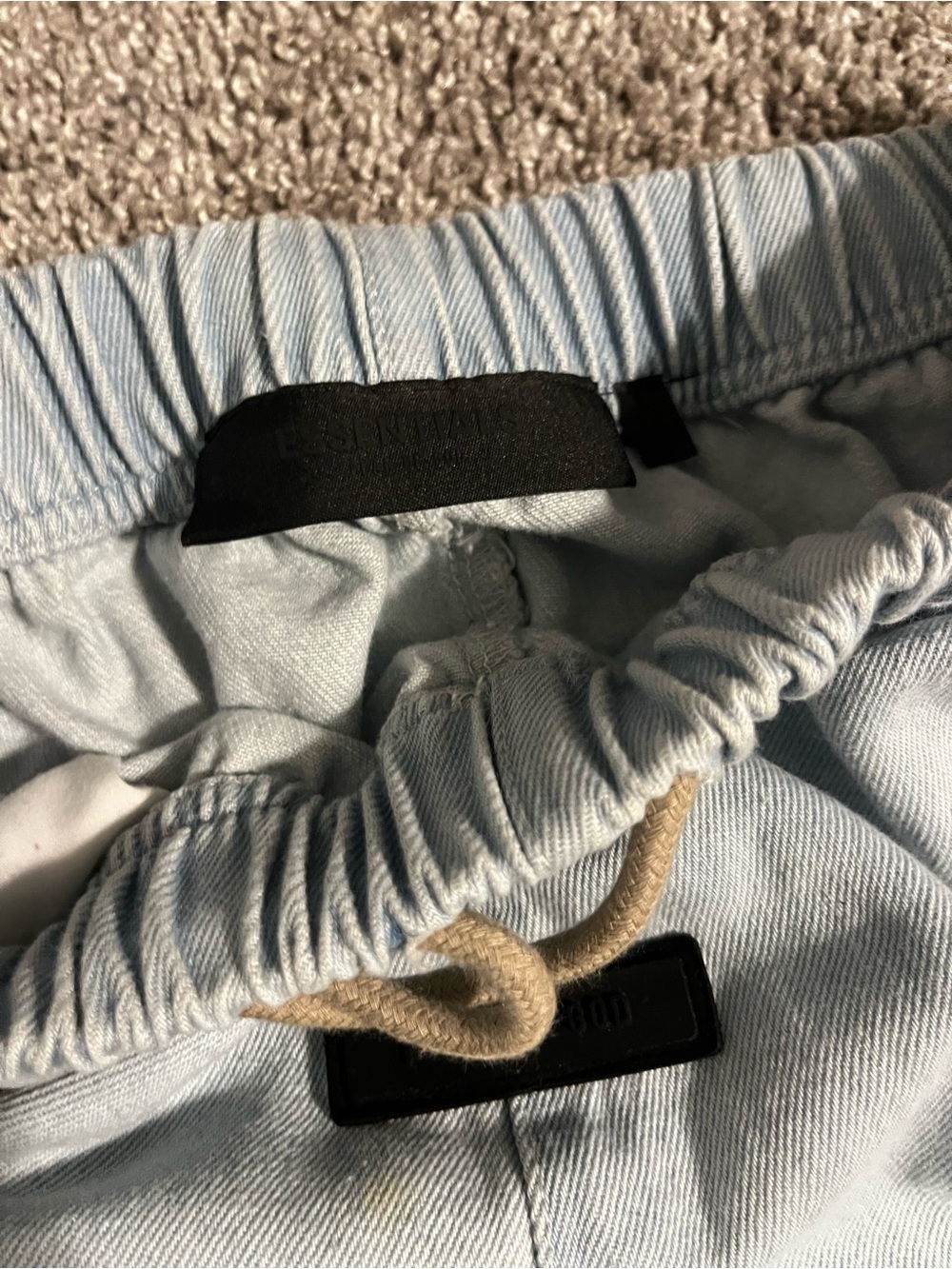 Essentials Light Blue Cropped Jeans with Drawstring
